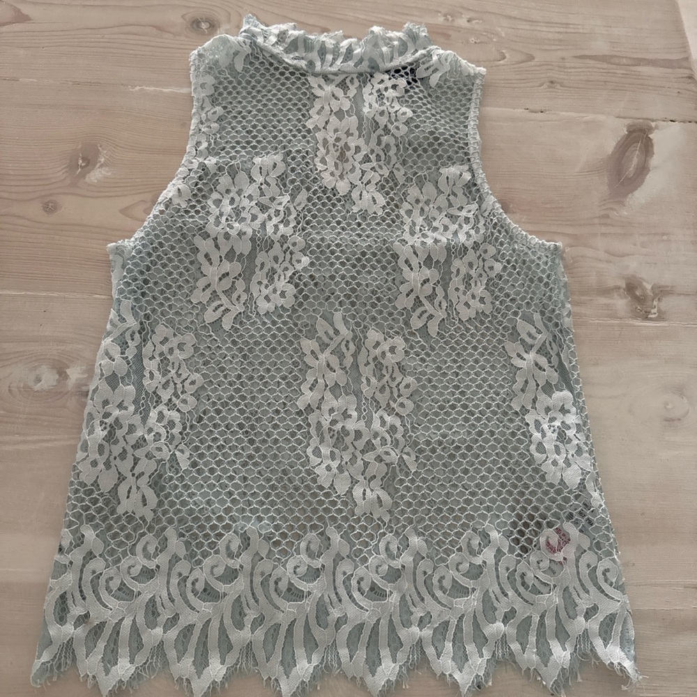 Topshop Blue Lace Tank Top - Picture 2 of 7